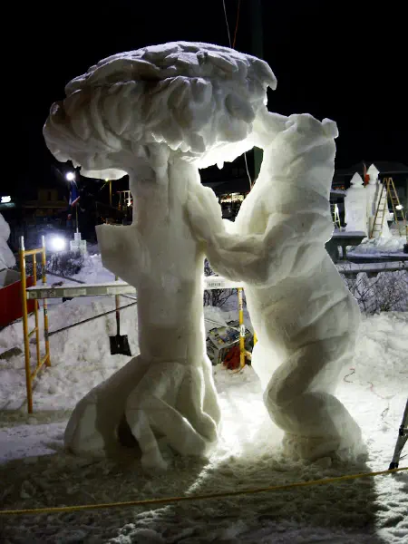 Bear and Tree snow sculpture