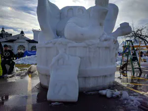 thumbnail of Elephant in a tub snow sculpture