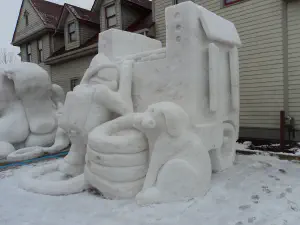 thumbnail of Firefighter snow sculpture