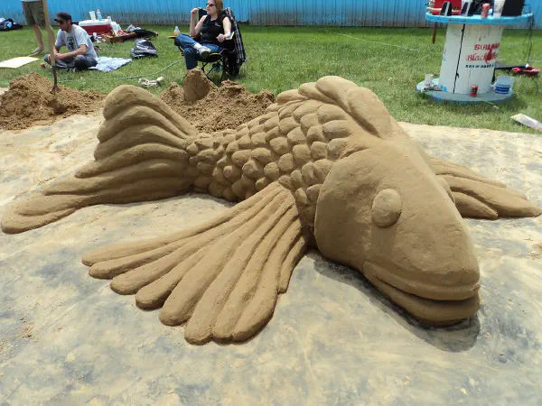 Fish sand sculpture