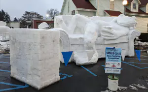 thumbnail of Lazy Frog snow sculpture