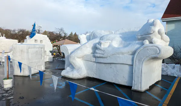 Lazy Frog snow sculpture