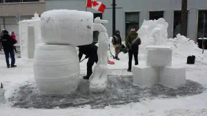 thumbnail of Roll Out the Barrel snow sculpture