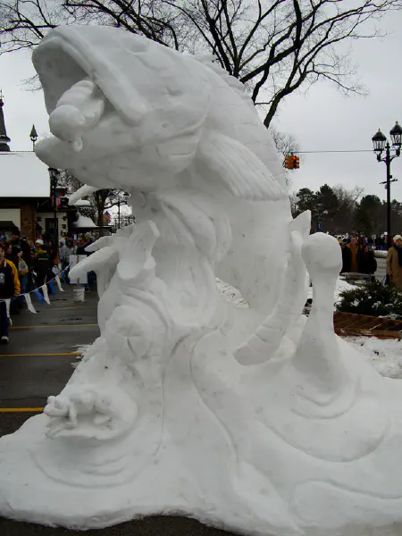 Walleye snow sculpture